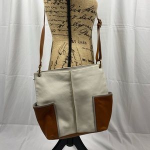 Fossil Cream Crossbody Tote